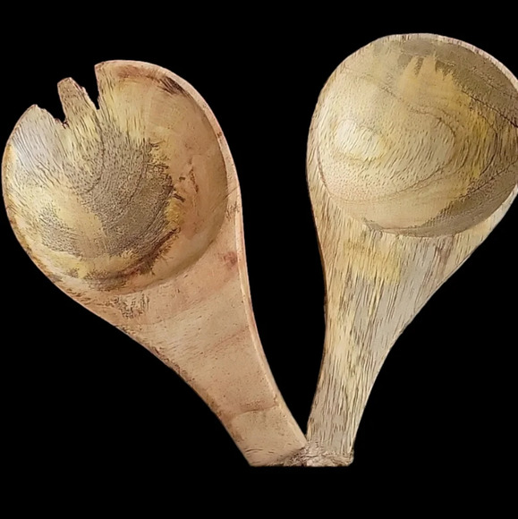 ⭐️CLEARANCE⭐️ NWT Jodhpuri Wooden Salad Set - Picture 3 of 5